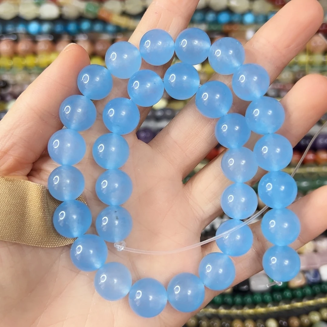 玛瑙/玉髓合金珠宝半成品 卡12蓝玉髓一条