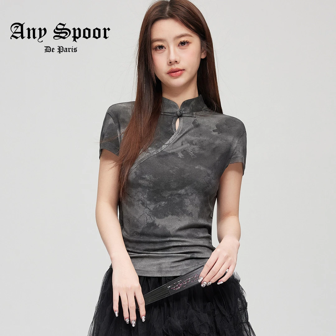 【ANY SPOOR】新款设计师时尚气质短款短袖上衣84B909