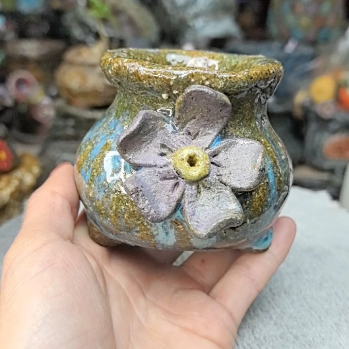 红陶粗沙陶手工花盆