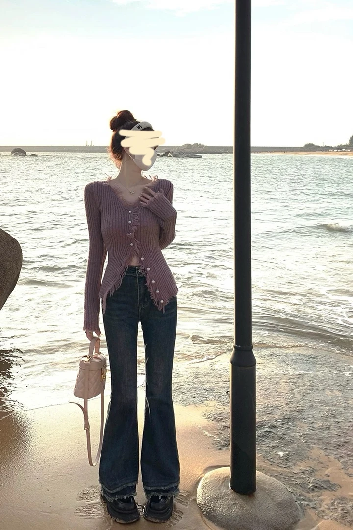 275 珠珠扣 时尚显瘦温柔风毛衣开衫（J13）