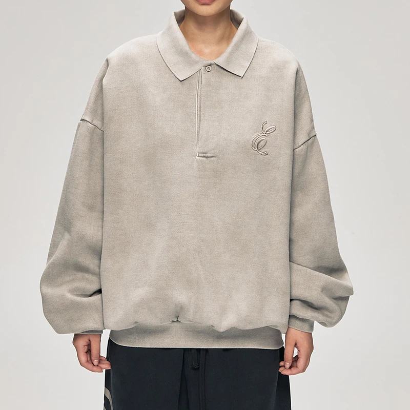 「双旦好物」essentials 25款POLO领字母刺绣卫衣套头宽松款