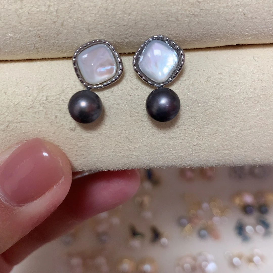 淡水珍珠耳饰合金