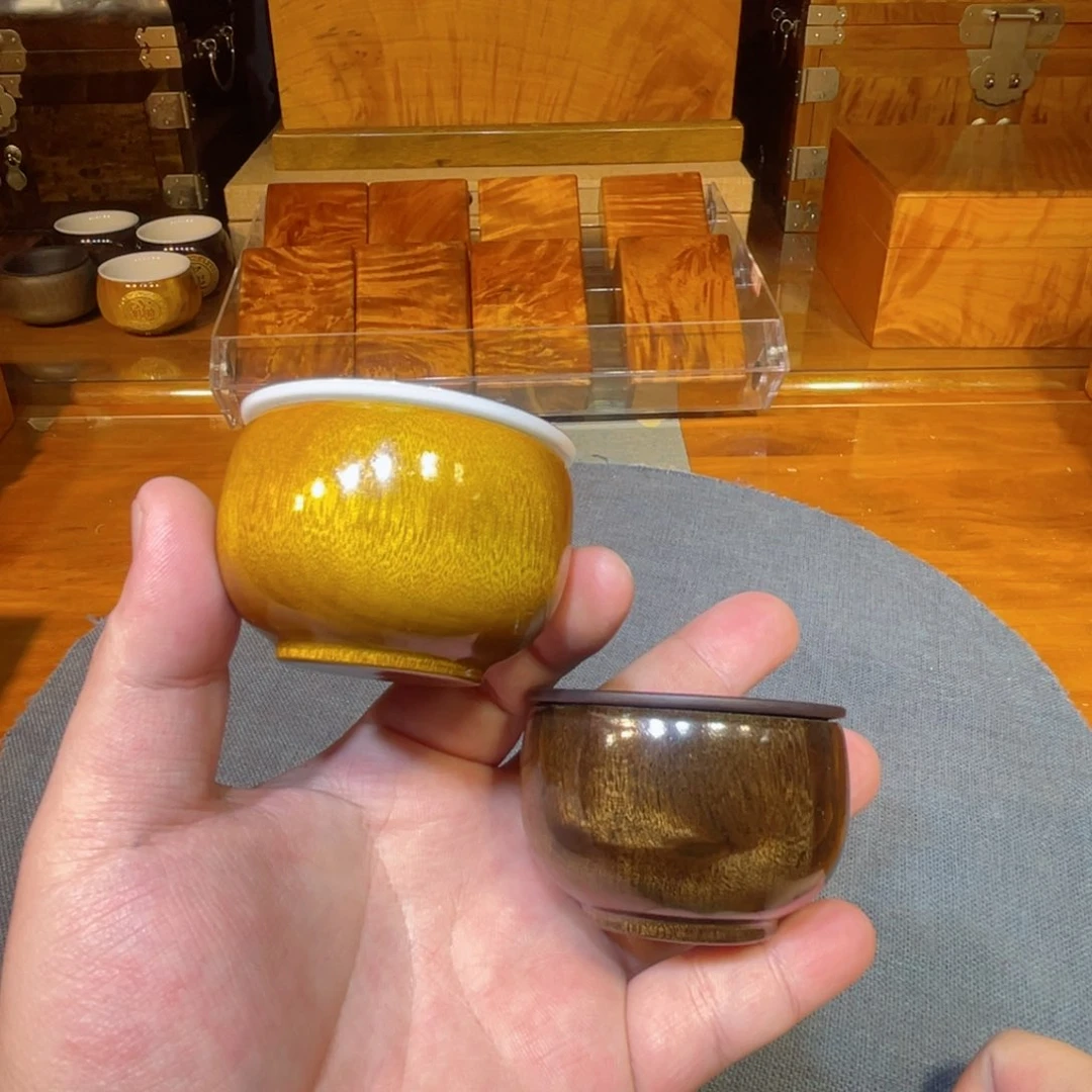金丝楠一对茶杯金丝楠木小叶桢楠