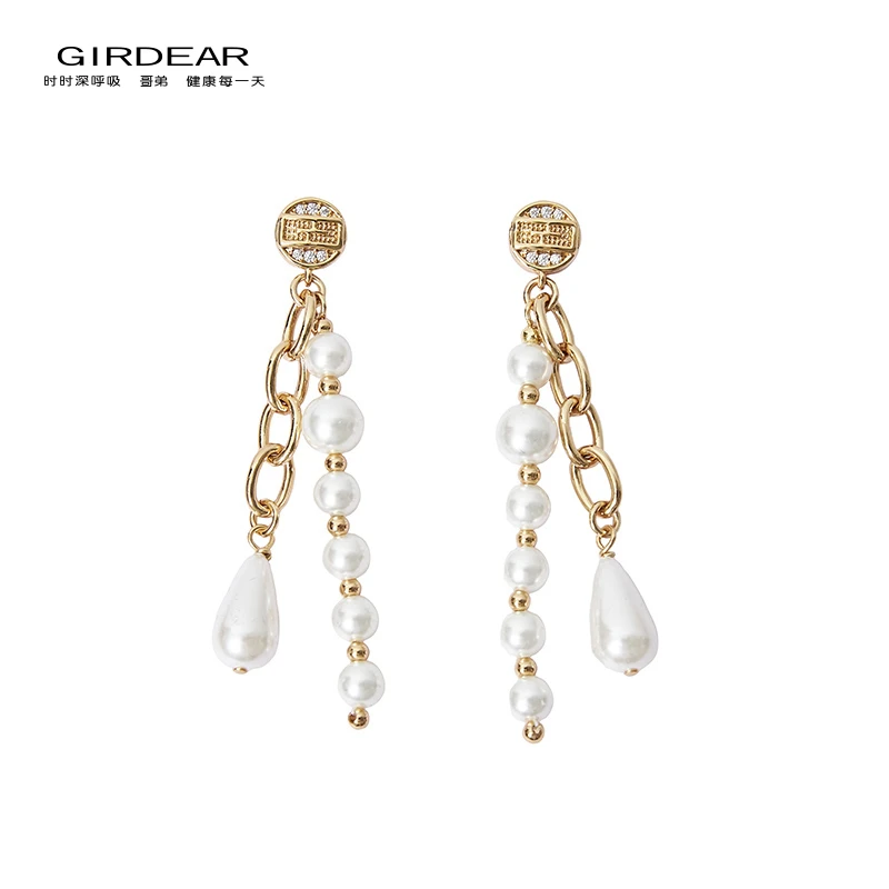 铜合金锆石耳饰 哥弟  时尚高级感大气百搭长坠耳针耳饰女190042