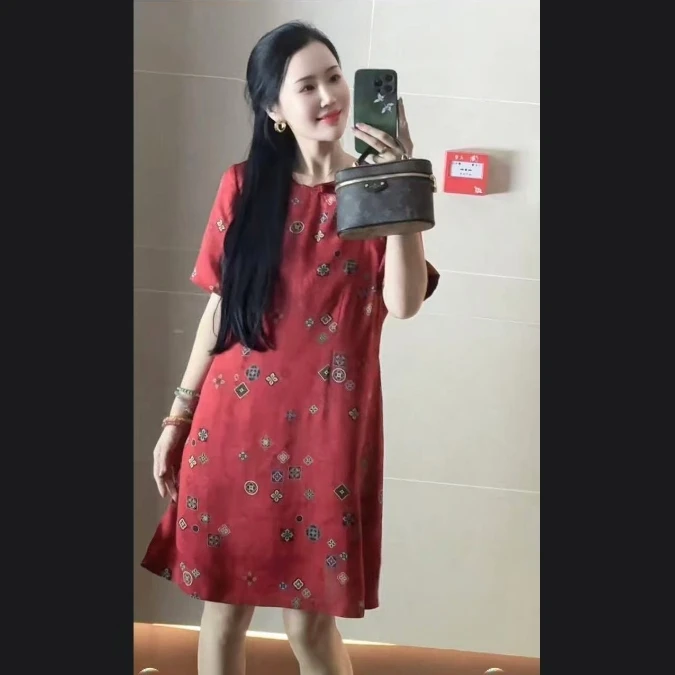 东方传奇  芳华设计新中式提花中长款国风百搭款裙FH-A062