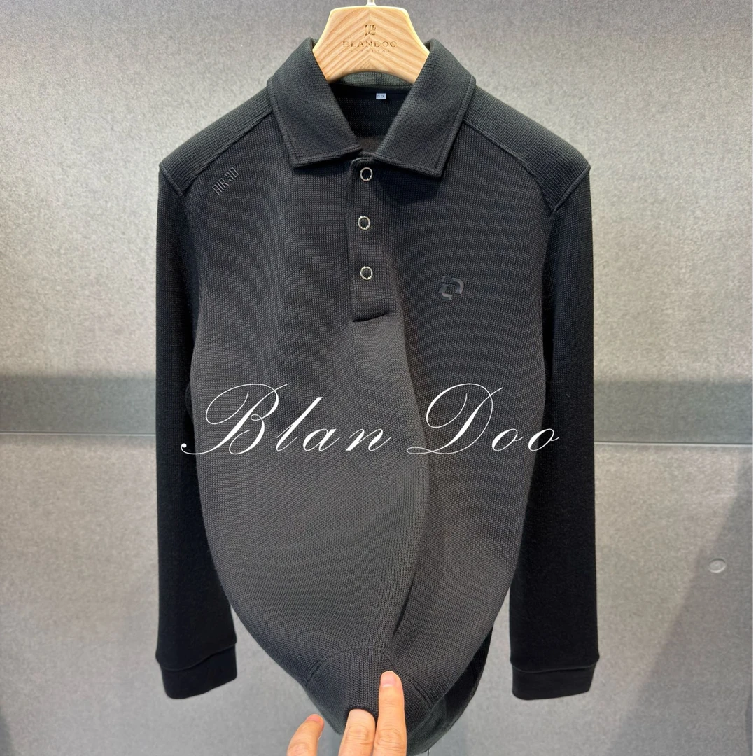 （秋款）BLANDOO  “平纹针织”  绵羊毛混纺黑标高定长袖T恤T0BD065