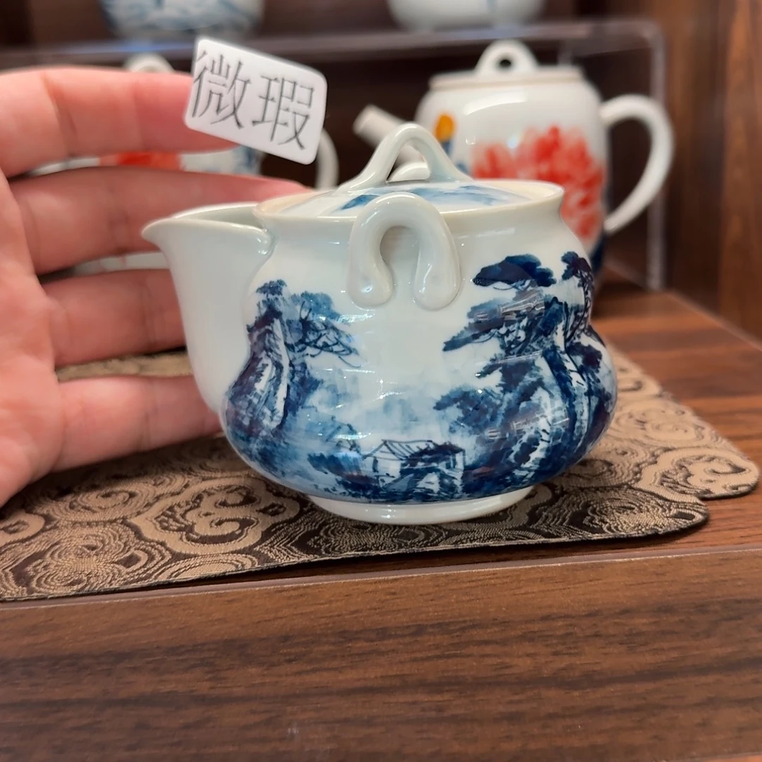 釉下手绘茶具微瑕