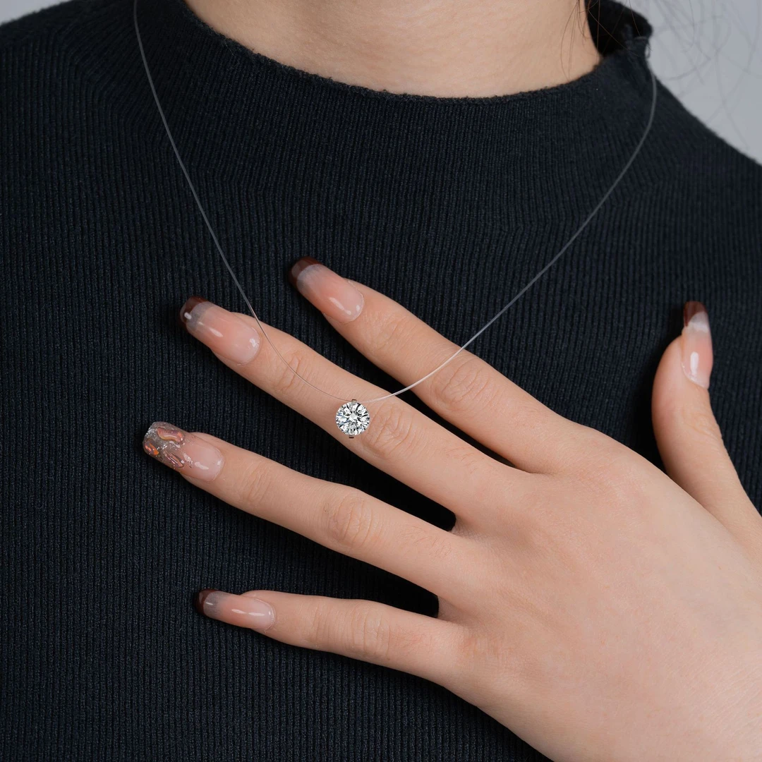 钛钢锆石项链 梵星 鱼线系列小众感D067轻奢气质创新项链女简约风