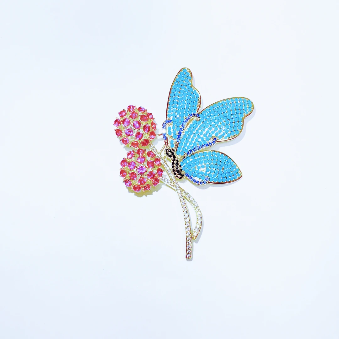 kasiya/卡思雅 铜合金胸针 蝶恋花蓝松色蝴蝶胸针优雅百搭
