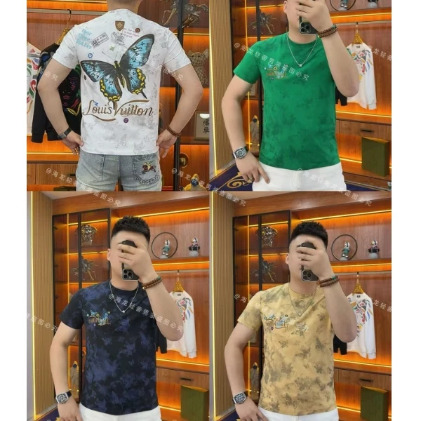 K318 蝴蝶半袖 欧品男装服饰花卉潮流彩色精品青年