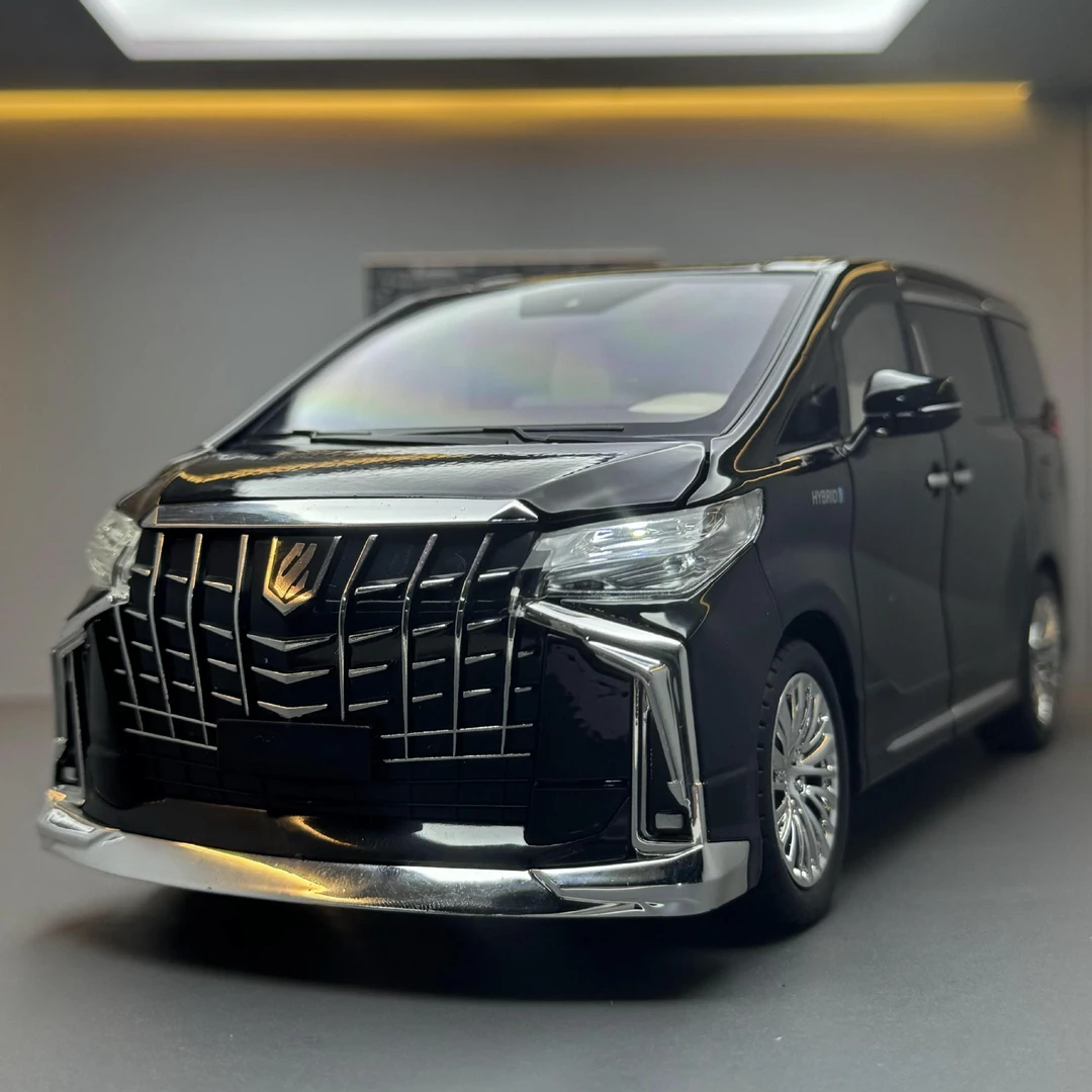 【埃尔法电动门版】仿真1∶18合金车模炫酷星空顶回力玩具车收藏摆件