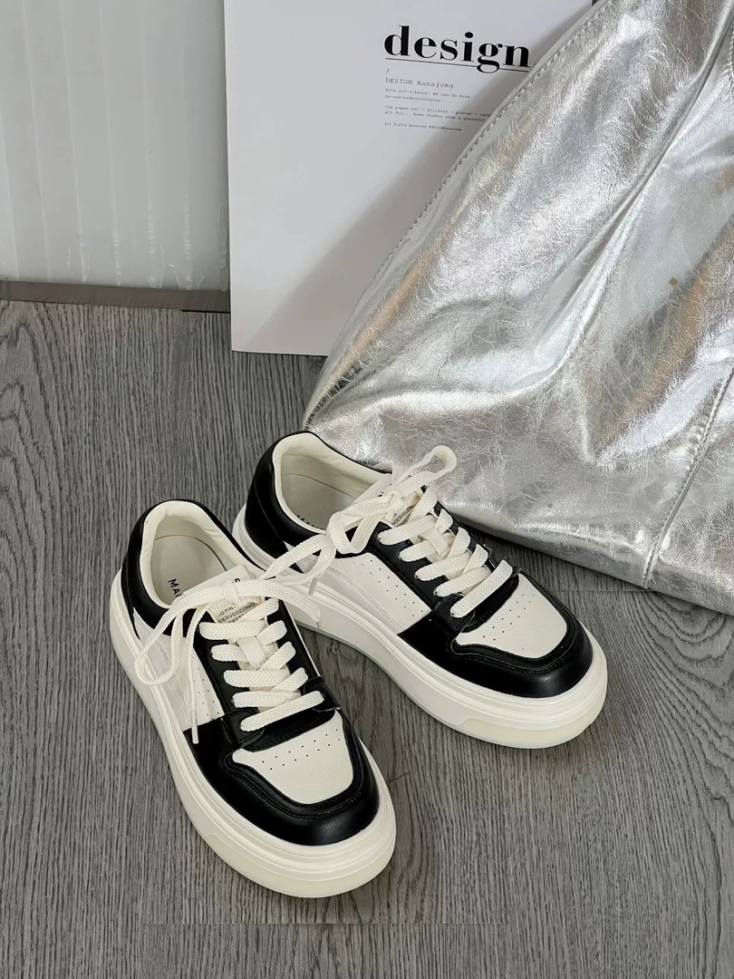 SUSU 厚底小白鞋熊猫鞋女厚底增高百搭休闲运动板鞋 80-68 四前中