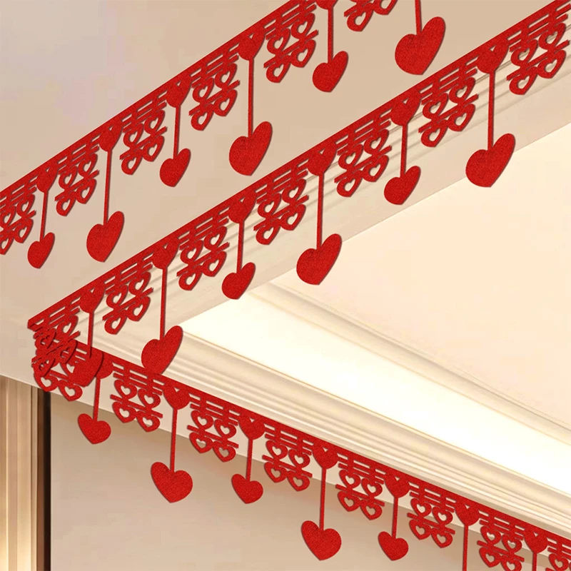 客厅结婚装饰婚房布置套装男方女方新房卧室婚礼喜字挂饰拉花吊顶