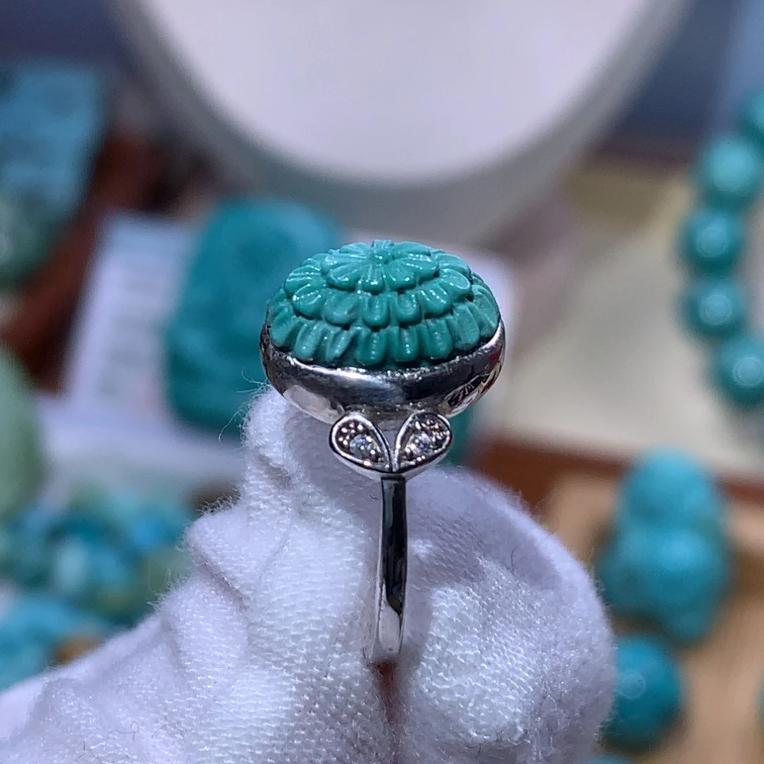 绿松石银S925镶嵌珠宝奇石452