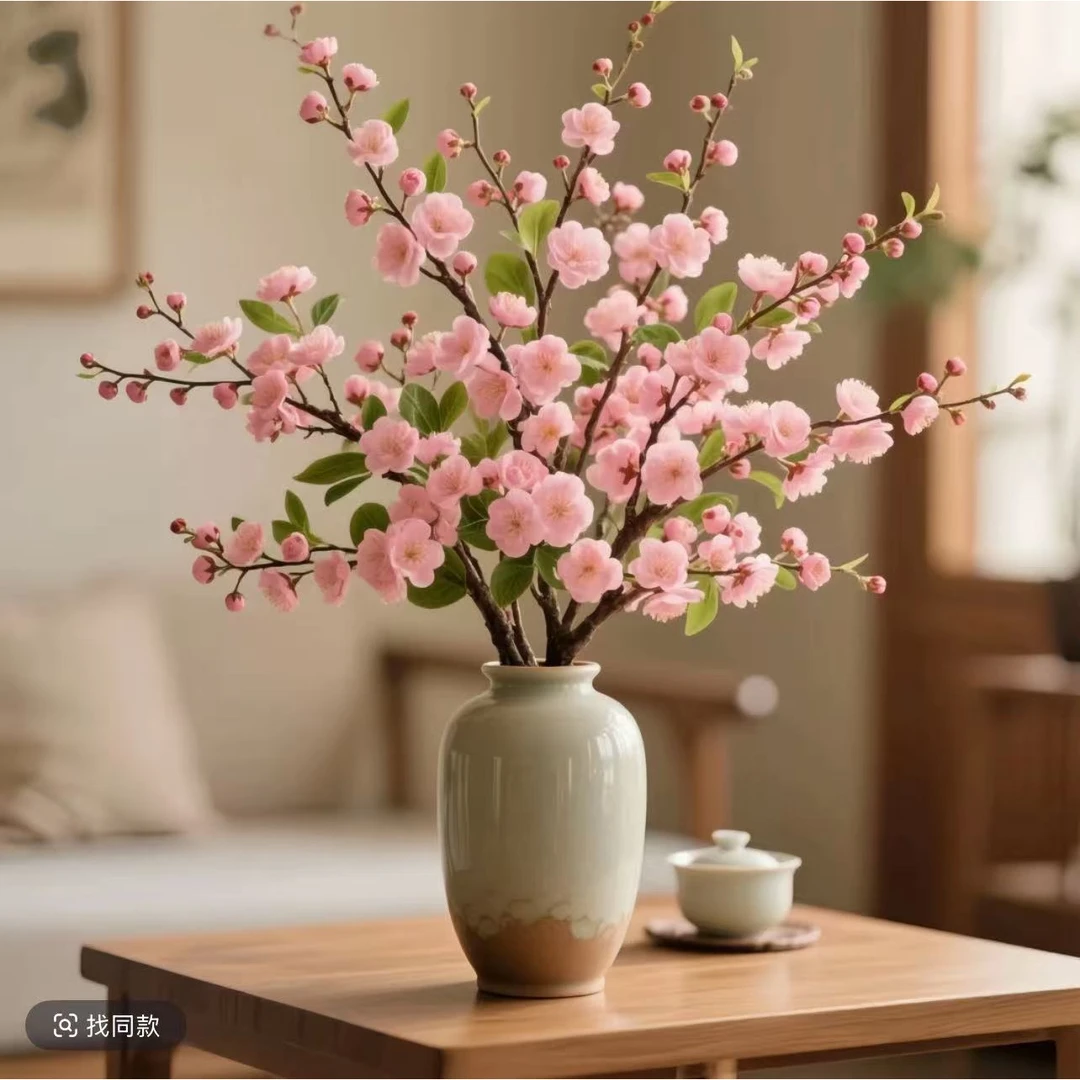 【带花苞】鲜枝水培桃枝浓香红梅绿梅室内客厅遇水开花耐寒年宵花卉