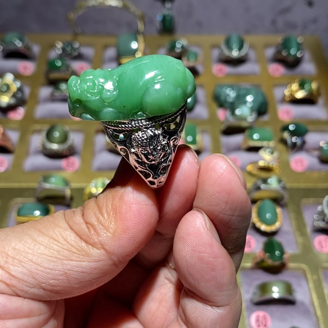 和田玉（碧玉）戒指未镶嵌吆**生