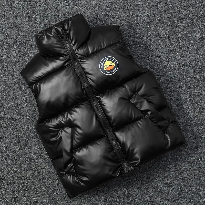 小黄鸭秋冬儿童立领马甲免洗短款男童女童外穿时尚马夹洋气