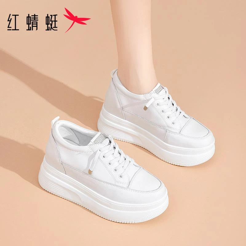 红蜻蜓女鞋2025秋季新款厚底增高松糕小白鞋女款时尚简约休闲板鞋