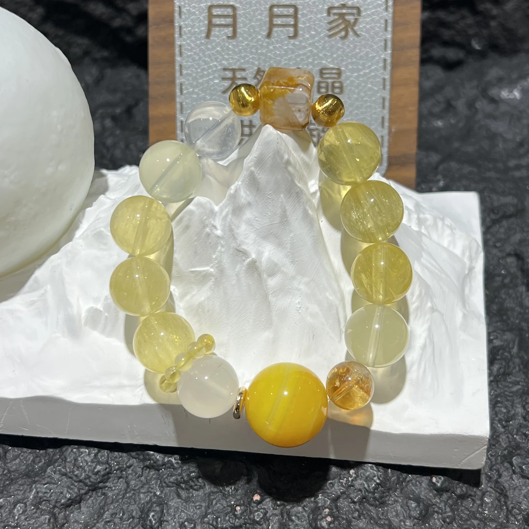 【月月家】AX041天然萤石 黄萤石设计款手串 多样性发其一