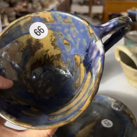 碗微瑕手工手捏咖啡杯壶承