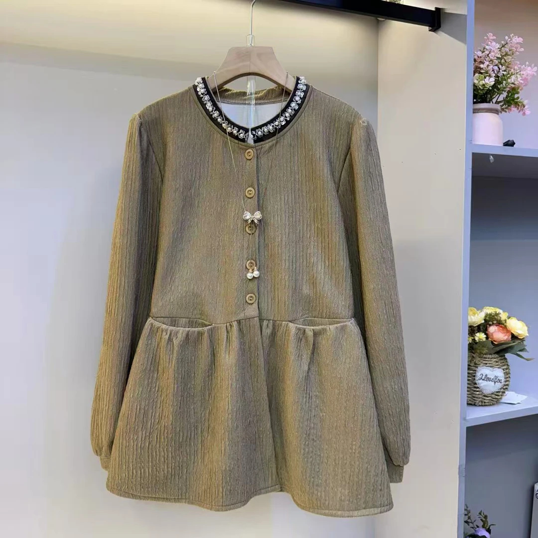 2025年早秋新款遮肉显瘦气质百搭时尚高品质重工女人衫