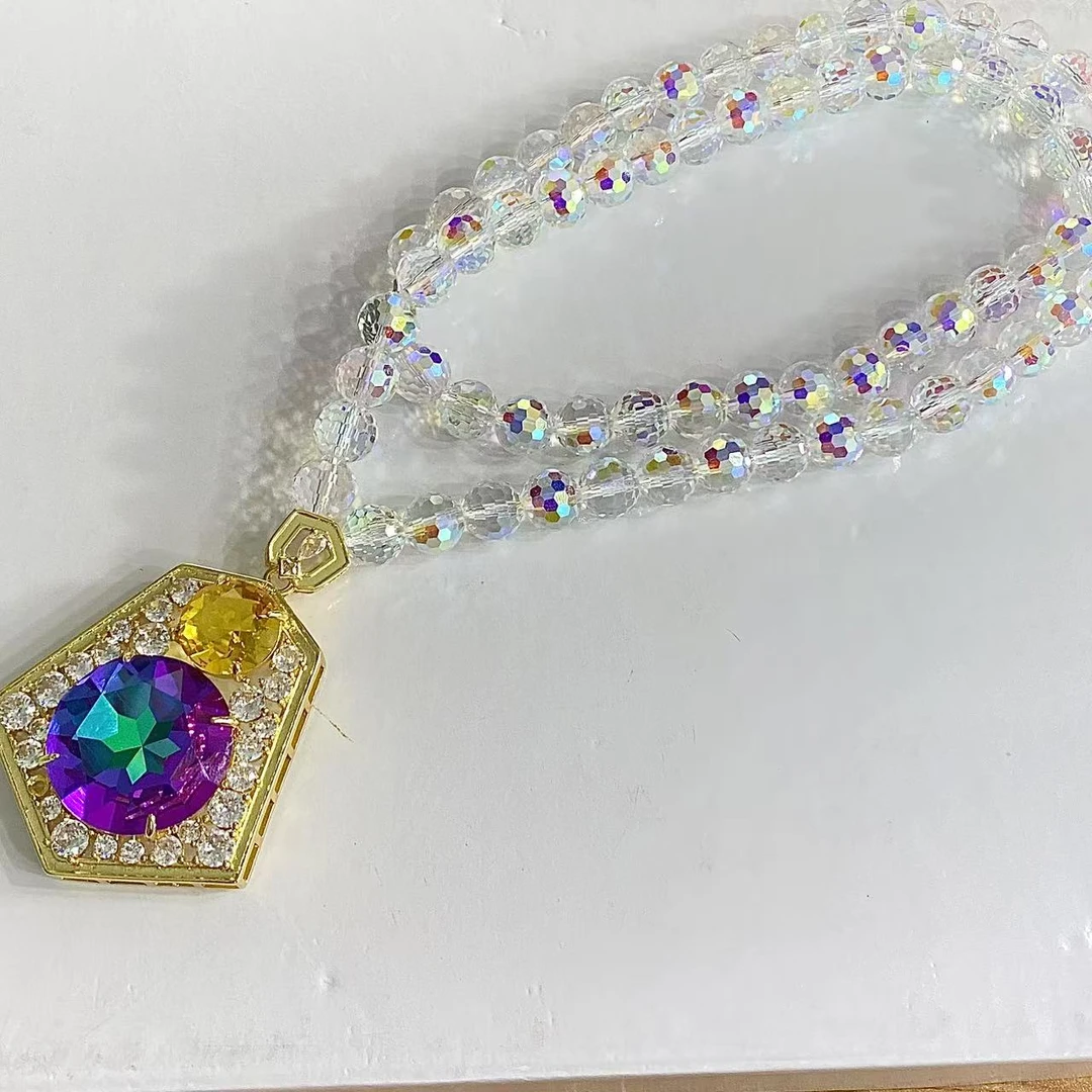 七彩紫圆珠时尚吊坠高雅华丽华贵精美绝伦