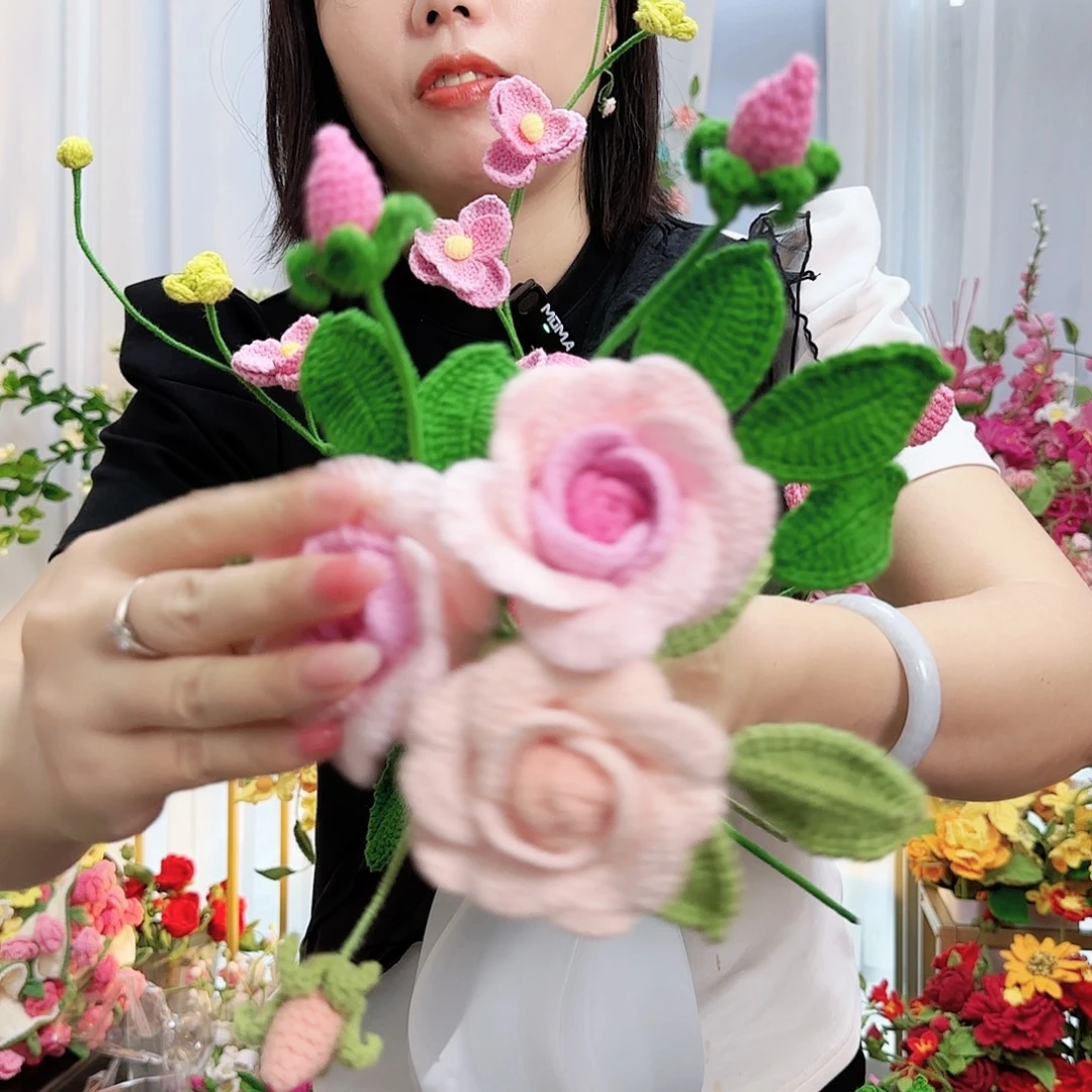 莱赛尔纤维棉手工钩织蔷薇花
