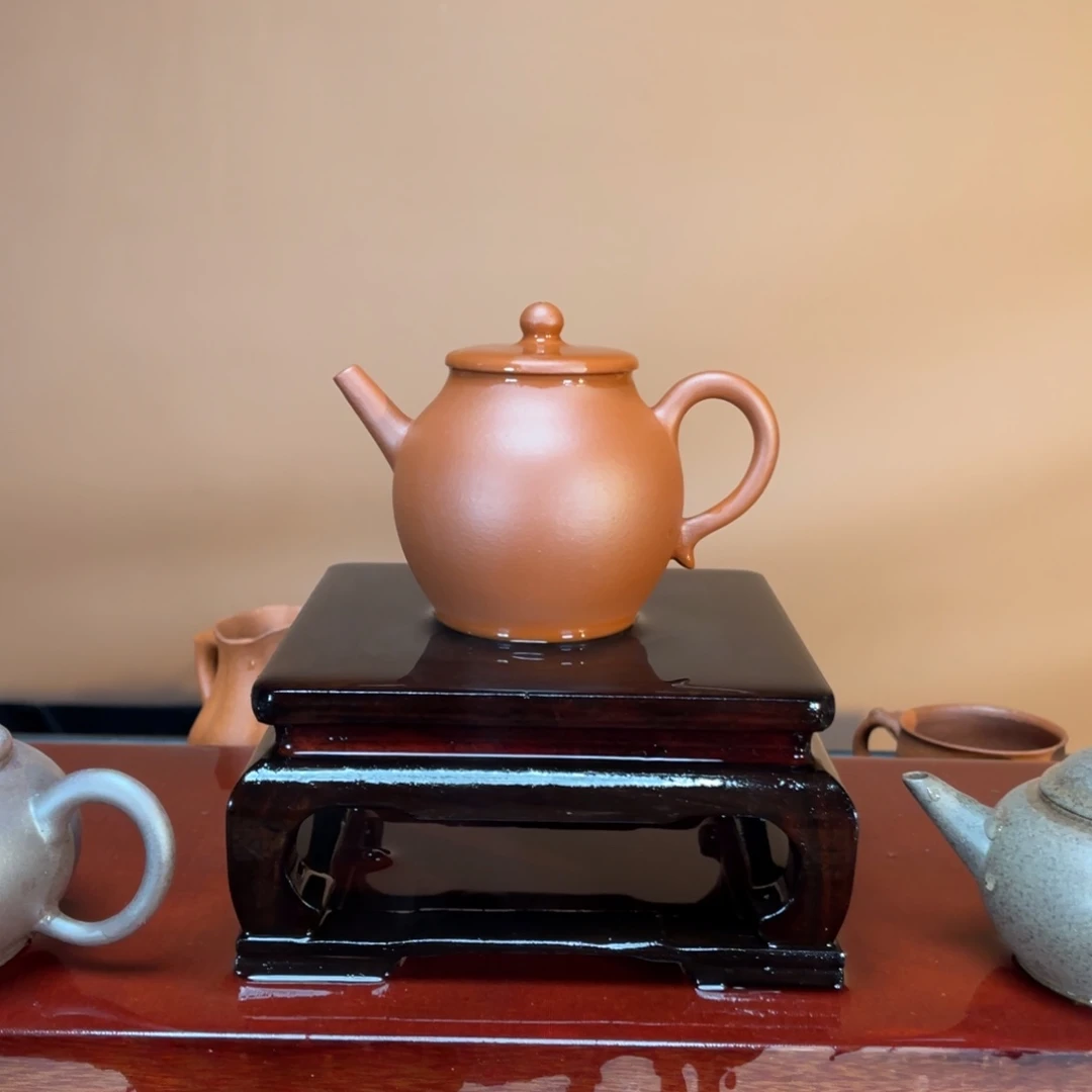 紫砂茶壶高端180cc红泥平盖翁型壶