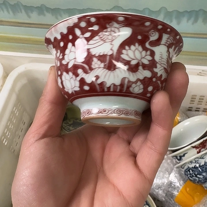 瓷片釉里红一路连科大压手