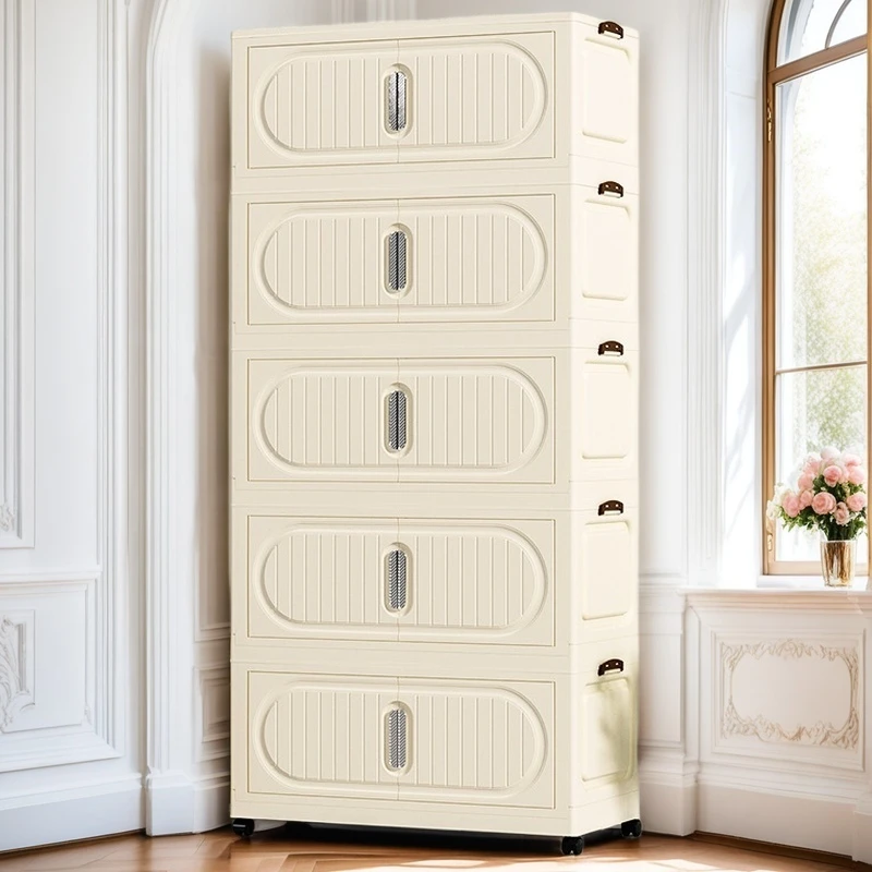 80面宽家用折叠收纳柜零食玩具置物柜免安装多层整理储物柜玩具柜