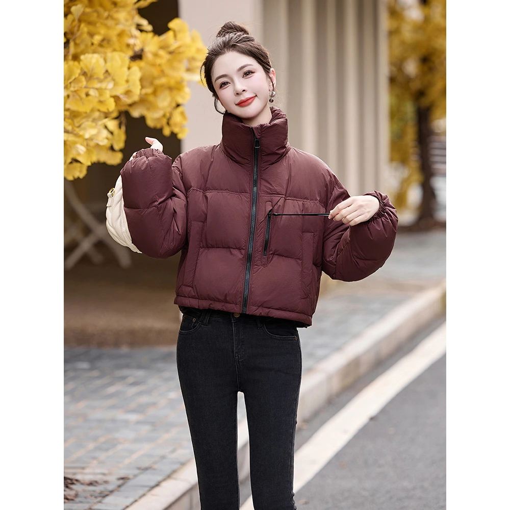 短款羽绒服女装冬季新款小个子面包服加厚立领白鸭绒外套HE99812