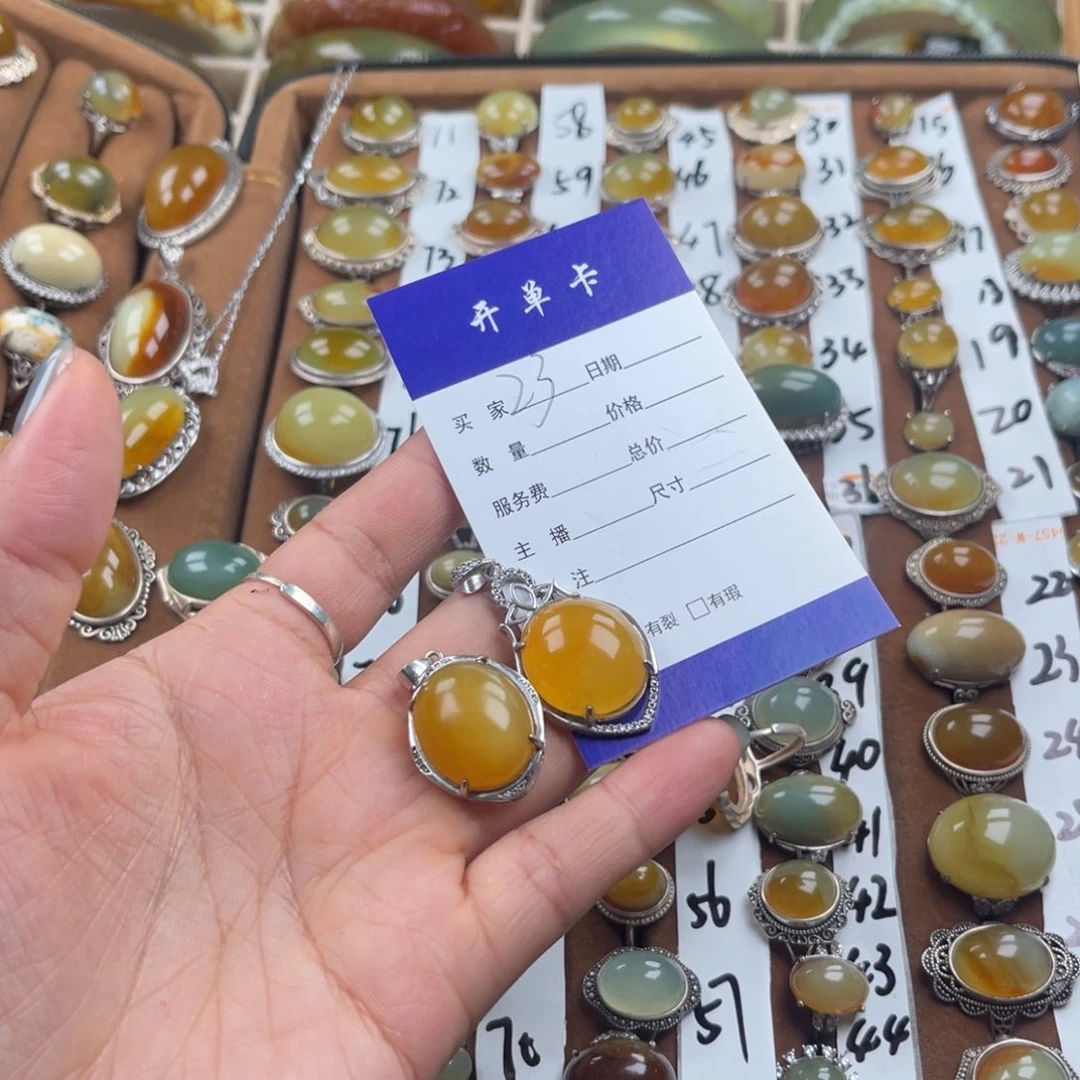 蛇纹石玉银S925镶嵌戒指@**窝