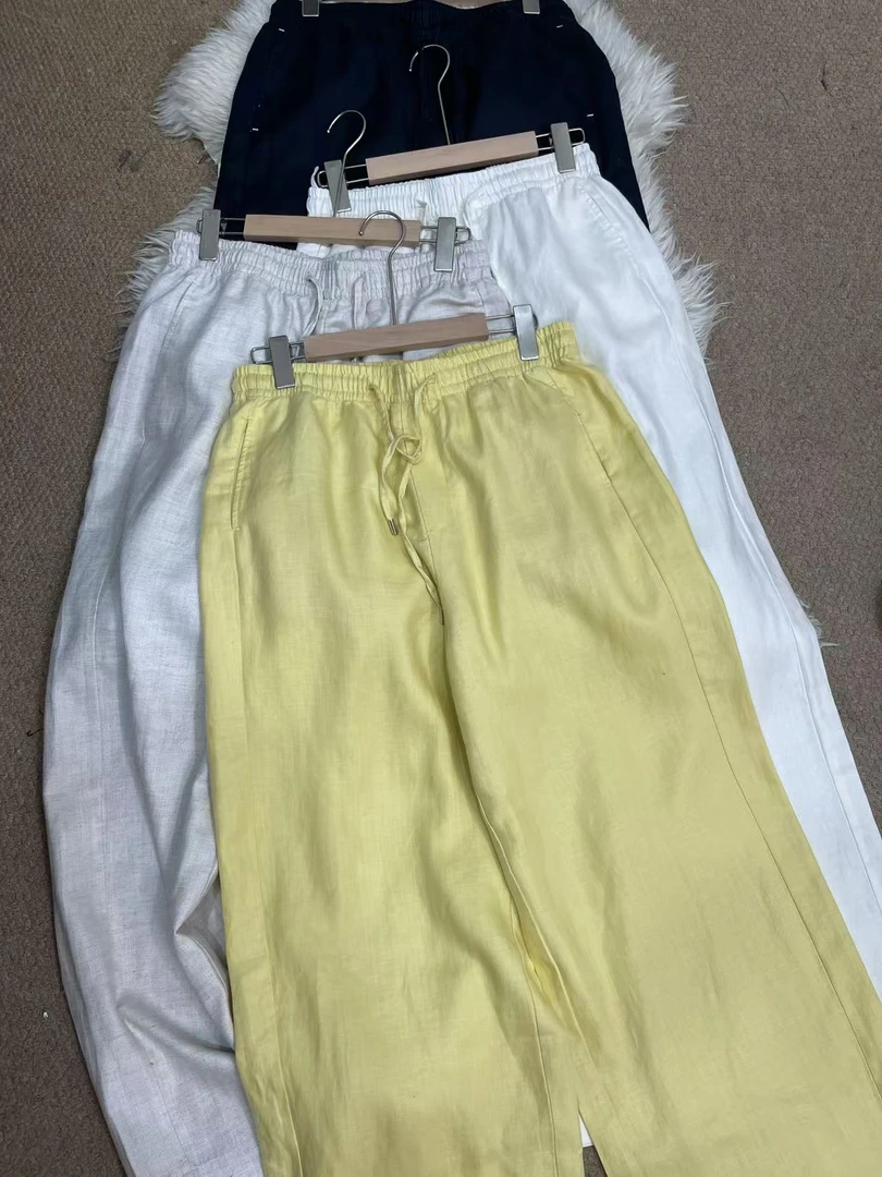 25032 【专柜货断码福利】天丝亚麻夏季休闲简约松紧腰百搭休闲长裤