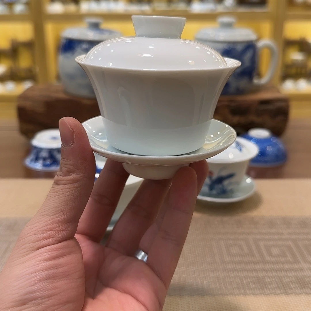 京德白釉马蹄盖碗