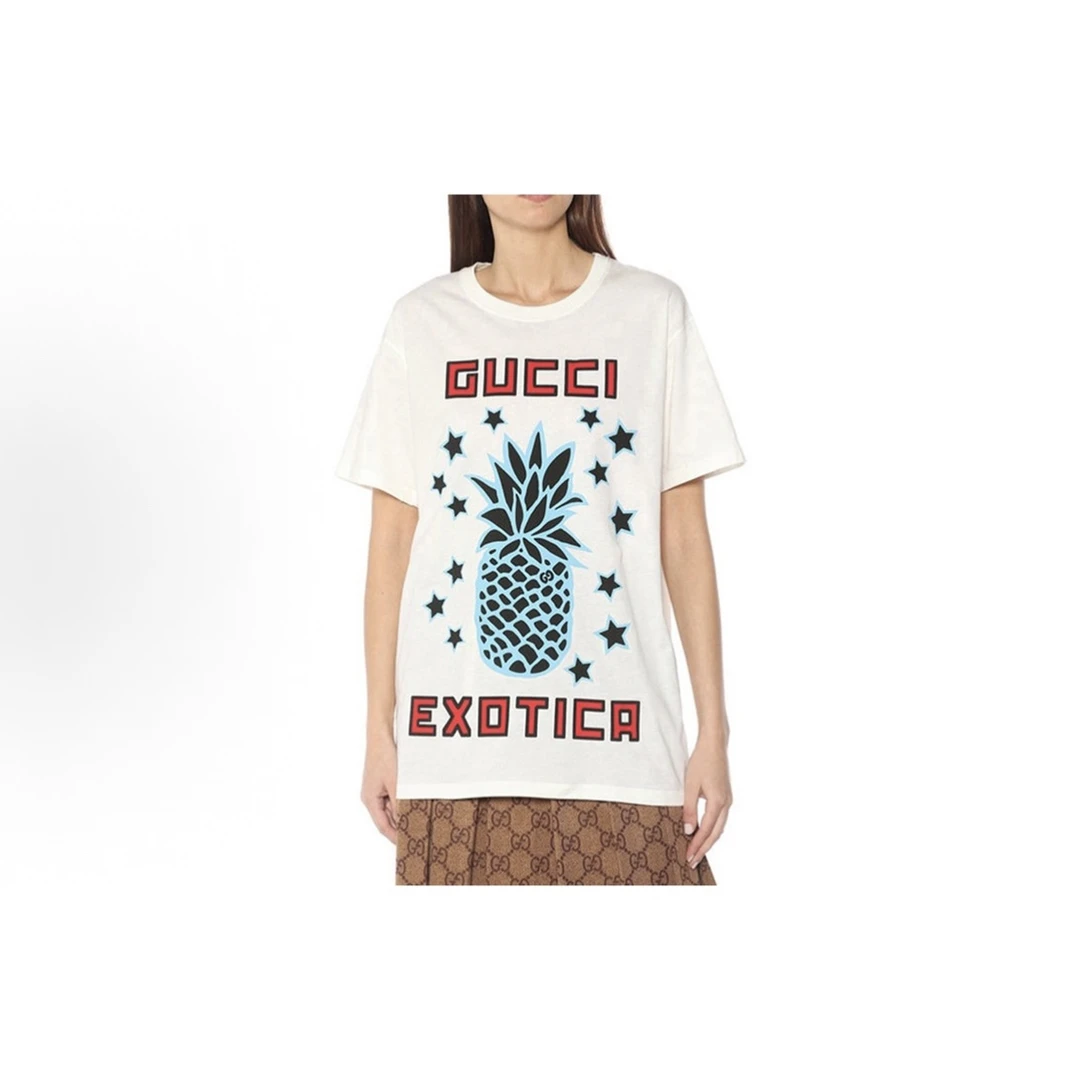 99新 GUCCI/古驰 GUCCI古驰菠萝印花宽松短袖T恤xs码/E50824
