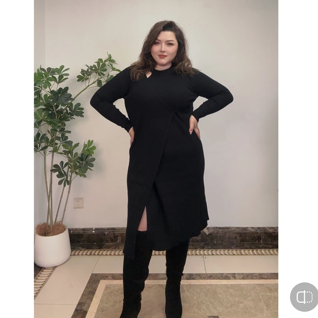 008秋冬法式复古高级感百搭宽松针织连衣裙女慵懒风毛衣长裙