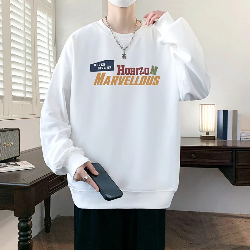 春秋新款圆领卫衣青少年学生休闲男超大码胖子大号长袖t恤