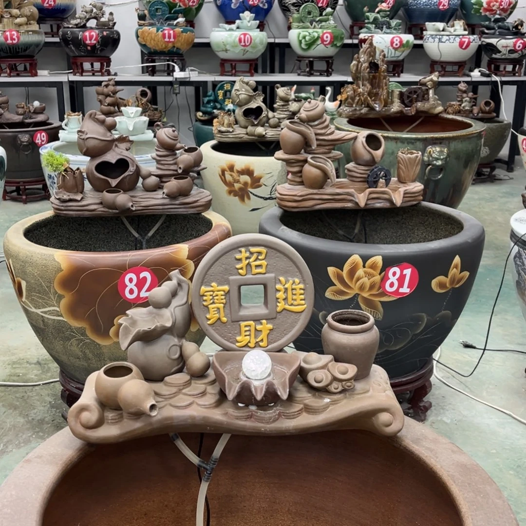 瓷片流水摆件一件