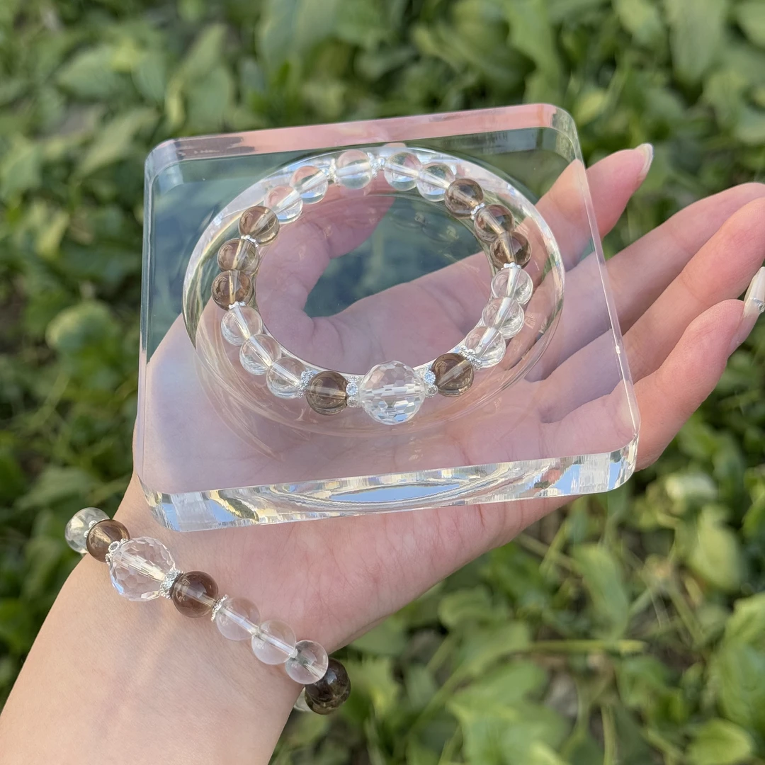 【尘】茶晶 白水晶 设计款手串