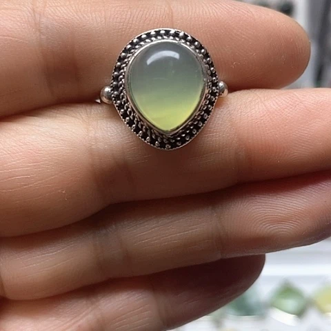 蛇纹石玉银S925镶嵌戒指