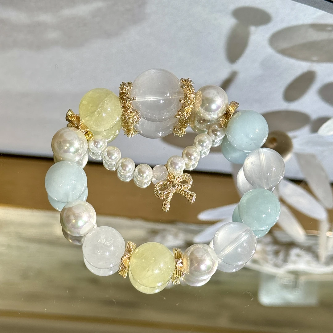 【维尼QQ糖】-海蓝宝黄水晶阿塞粉水晶多宝原创手串多样发其一