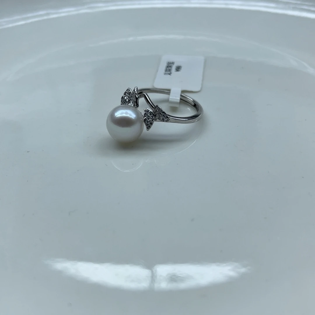 戒指银S925镶嵌淡水珍珠
