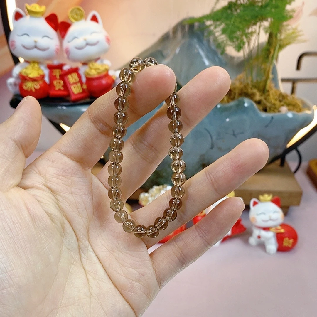 905茶色卡6MM手工串珠DIY单圈手串女