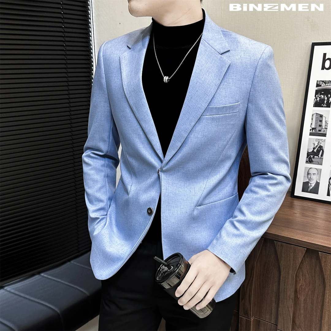 极简风修身小西装男款痞帅高级感磁吸扣男士休闲西服外套商务男装