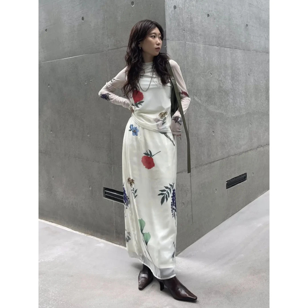 【胖虎家】 秋冬上新 代 时尚优雅百搭显瘦印花上衣+裙子