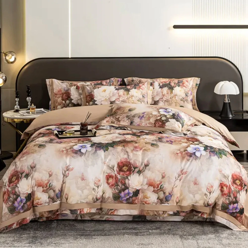 双股匹马棉四件套全棉纯棉加大被套高档轻奢床品套件床单床上用品