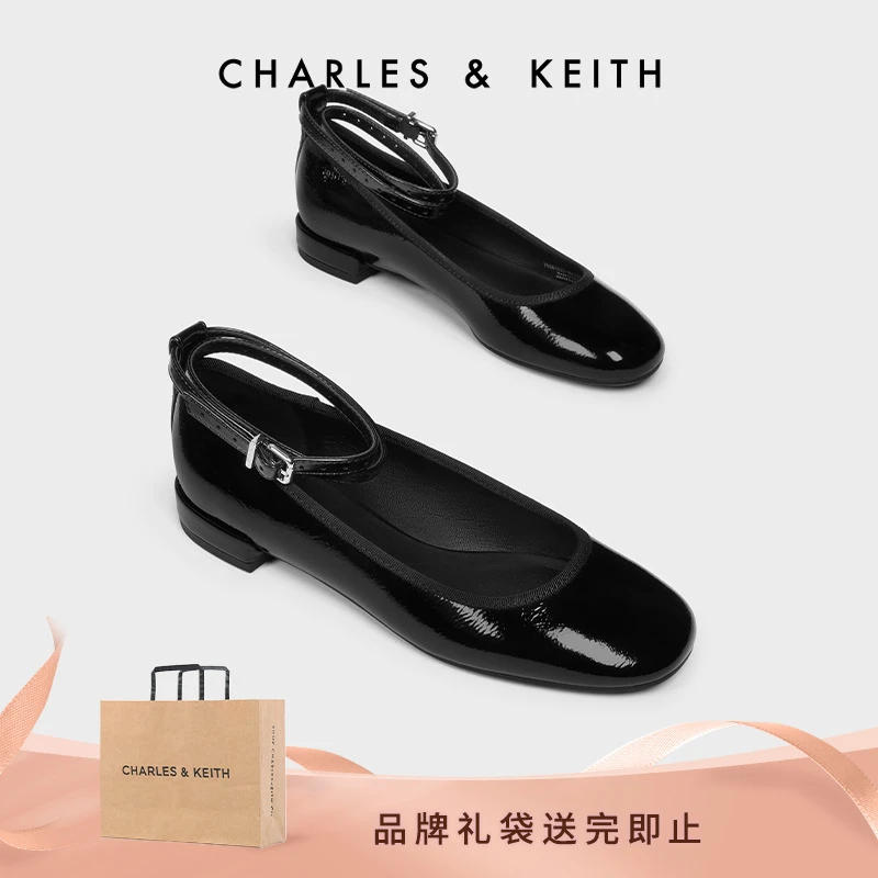 CHARLES & KEITH复古时尚百搭平底腕带芭蕾单鞋 CK1-70381032
