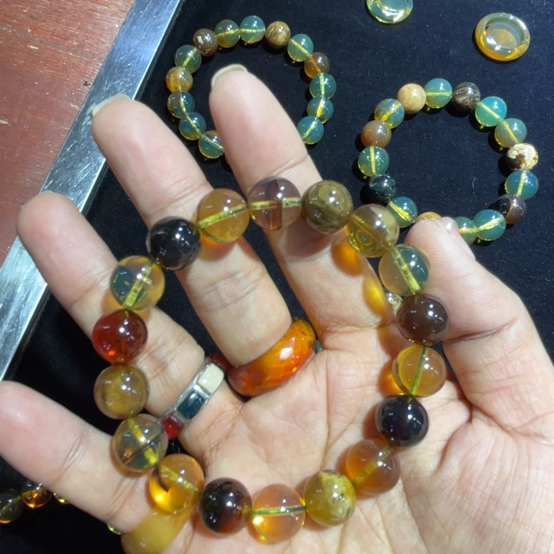 琥珀未镶嵌手串多宝11
