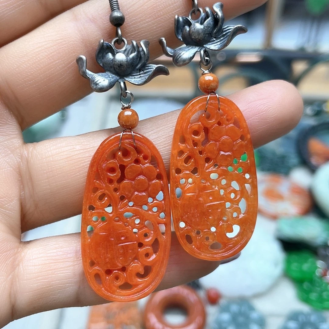 翡翠未镶嵌颈饰耳环