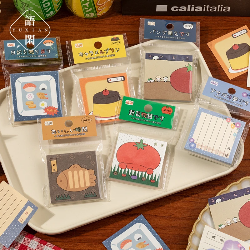语闲日系昭和古早便签小鼻嘎迷你留言便条创意美食可书写学生字条